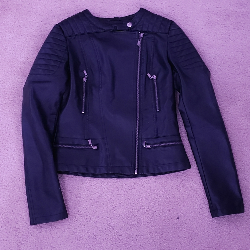 Olivia Miller Black Faux Leather Biker Jacket